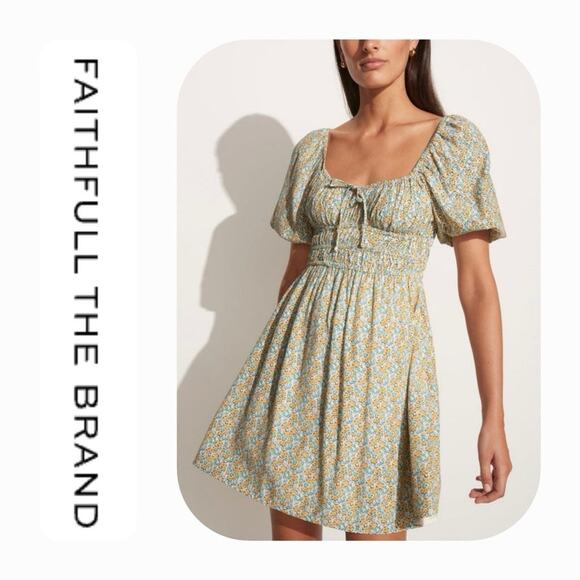 NWT Faithfull the Brand Sylvie Sabinosa Floral Print Mini Dress Size USA 12 - Picture 4 of 8